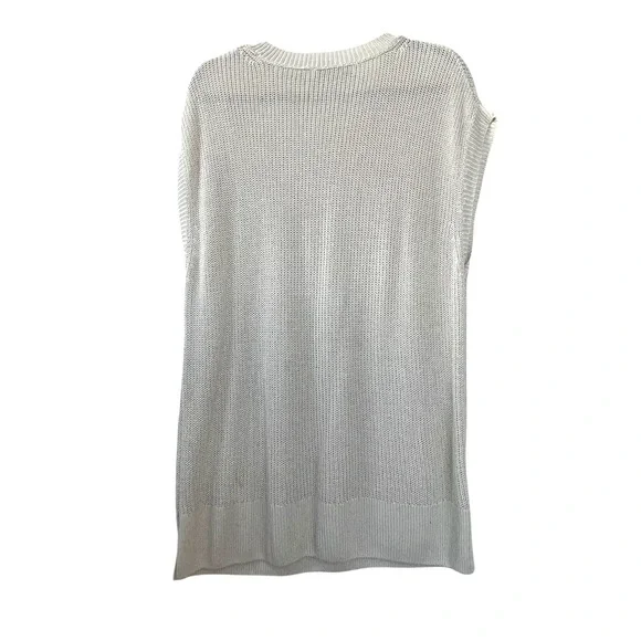 Zara Oversized Sleeveless Linen Cotton Knit Long Top Cream Tan S/M - Picture 4 of 7
